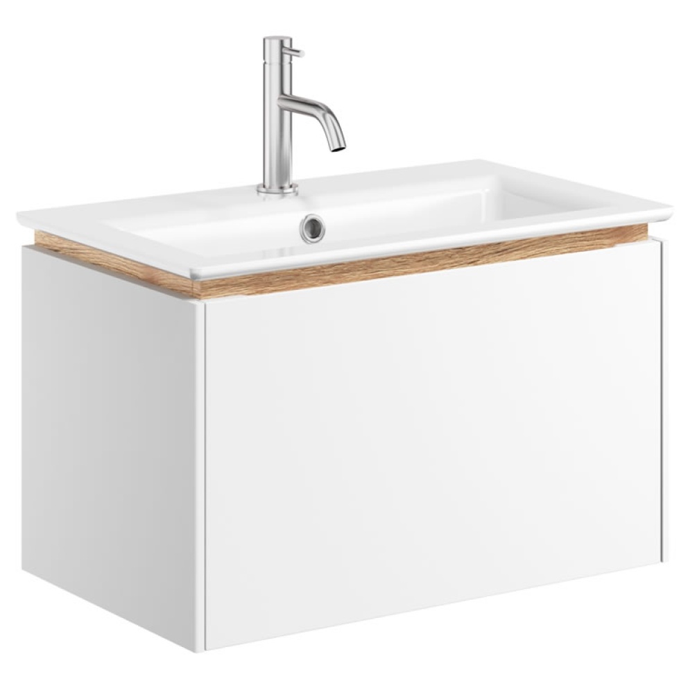 Cutout image of Crosswater Mada 700mm Matt White Wall-Hung Vanity Unit & Basin